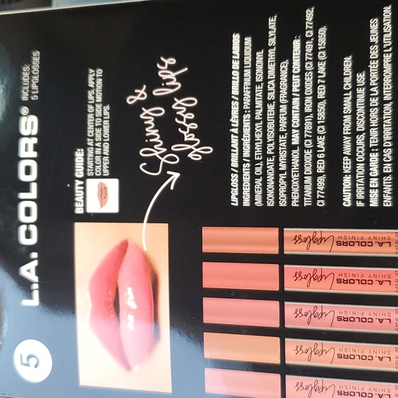 L A. COLORS 5 SHINY LIPGLOSS SET - Picture 4 of 4